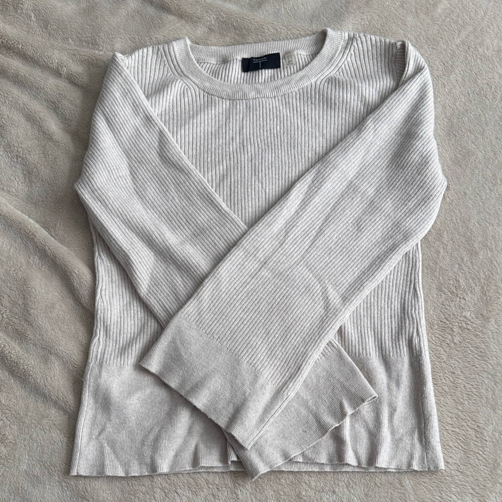 Tahari Cream Ribbed Sweater